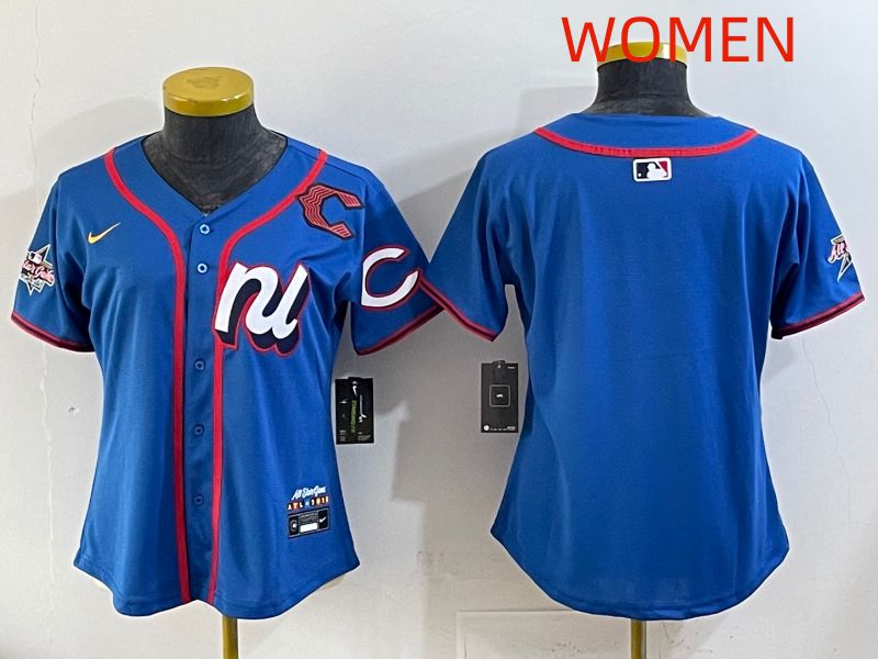 Women 2025 Cincinnati Reds Blank Blue All star Nike MLB Jersey style 01